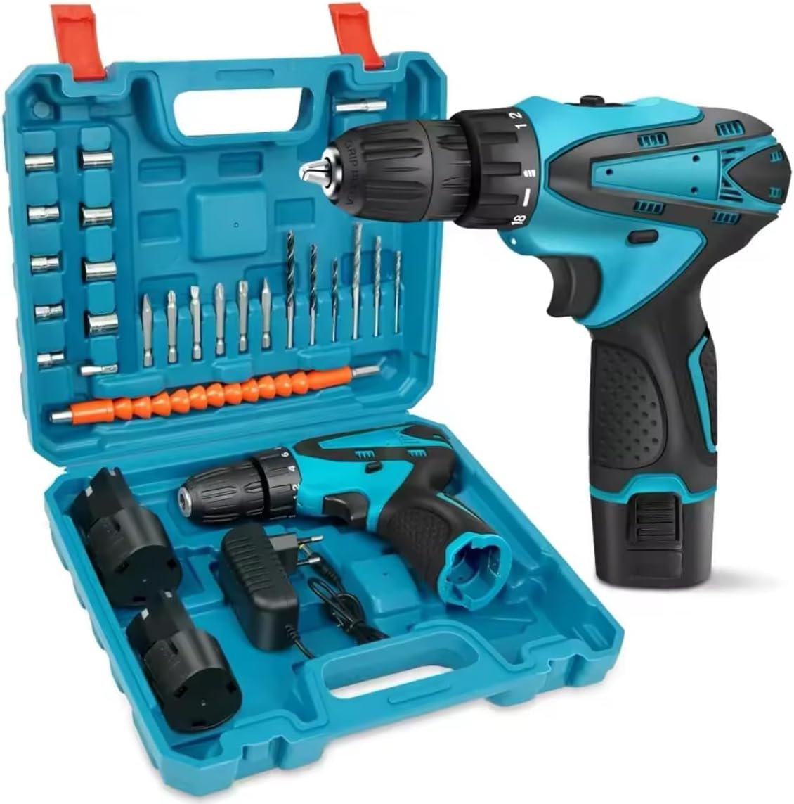 Cordless Drill Driver Set | Brushless Motor Screwdriver | 2 Lithium Batteries & Carry Box | Variable Speed Electric Drill for DIY, Home, and Professional Use