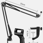 Professional Recording Microphone Stand | Adjustable Scissor Arm for Dynamic & Condenser Mics