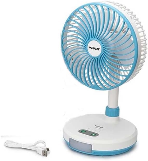 USB Rechargeable Table Fan with LED Lamp | Portable & Convenient