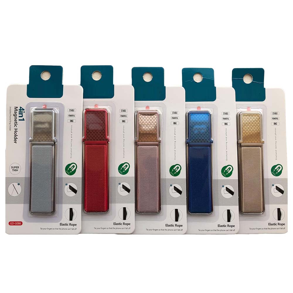 GD-G086 4-in-1 Magnetic Phone Grip - Elastic Holder, Stand & Strap for Smartphones & Tablets, Universal Compatibility (Multi-Colour)