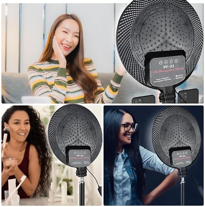 PF-33 LED Round Fill Light – Remote & Touch-Controlled Lighting for Photography & Streaming