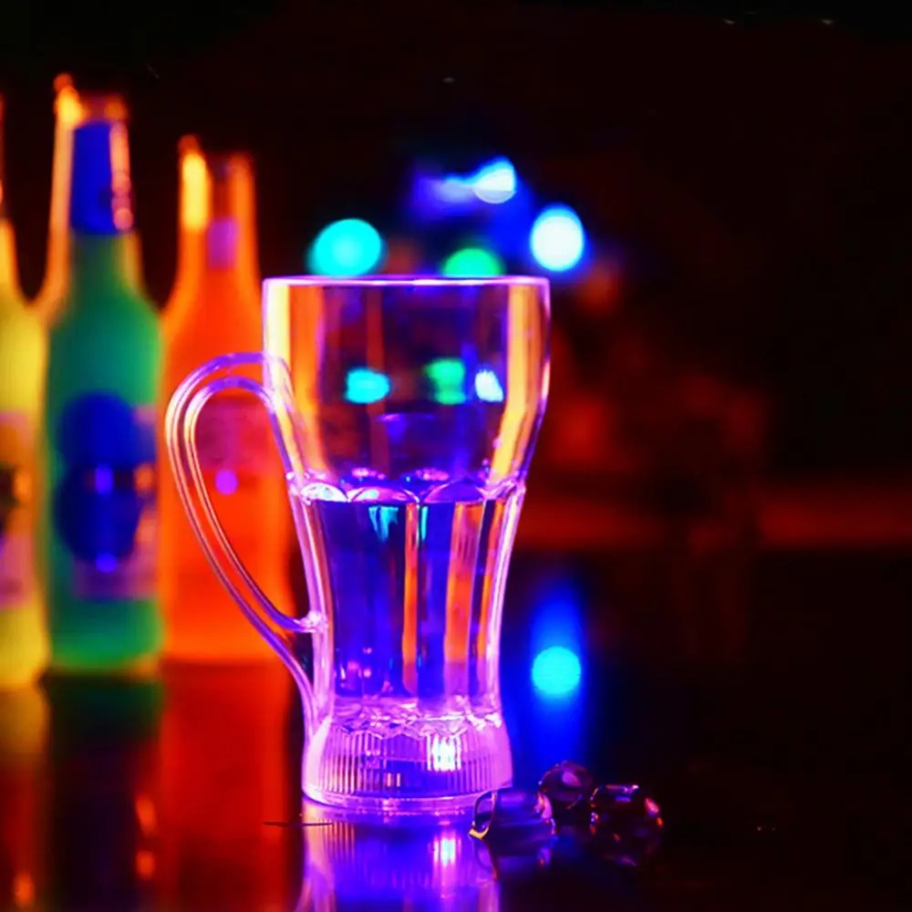 Acrylic LED Flashing Color-Changing Glass | Water-Activated Light-Up Beer Mug & Whiskey Cup for Parties