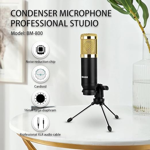 Ultimate Podcasting Ensemble – V9 Mixer, BM800 Mic & Sound Card for Pro-Quality Audio