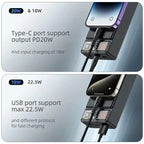 YP58 20000mAh Magnetic Power Bank – USB-C + USB Battery Pack for All Your Devices