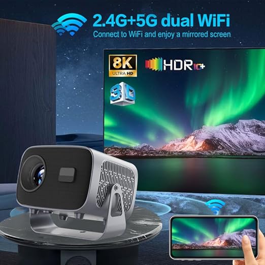 Portable Mini Projector – Compact 3D LED Home Theater System with Full HD 720P Support, Smart TV Compatibility, and Plug-and-Play Setup