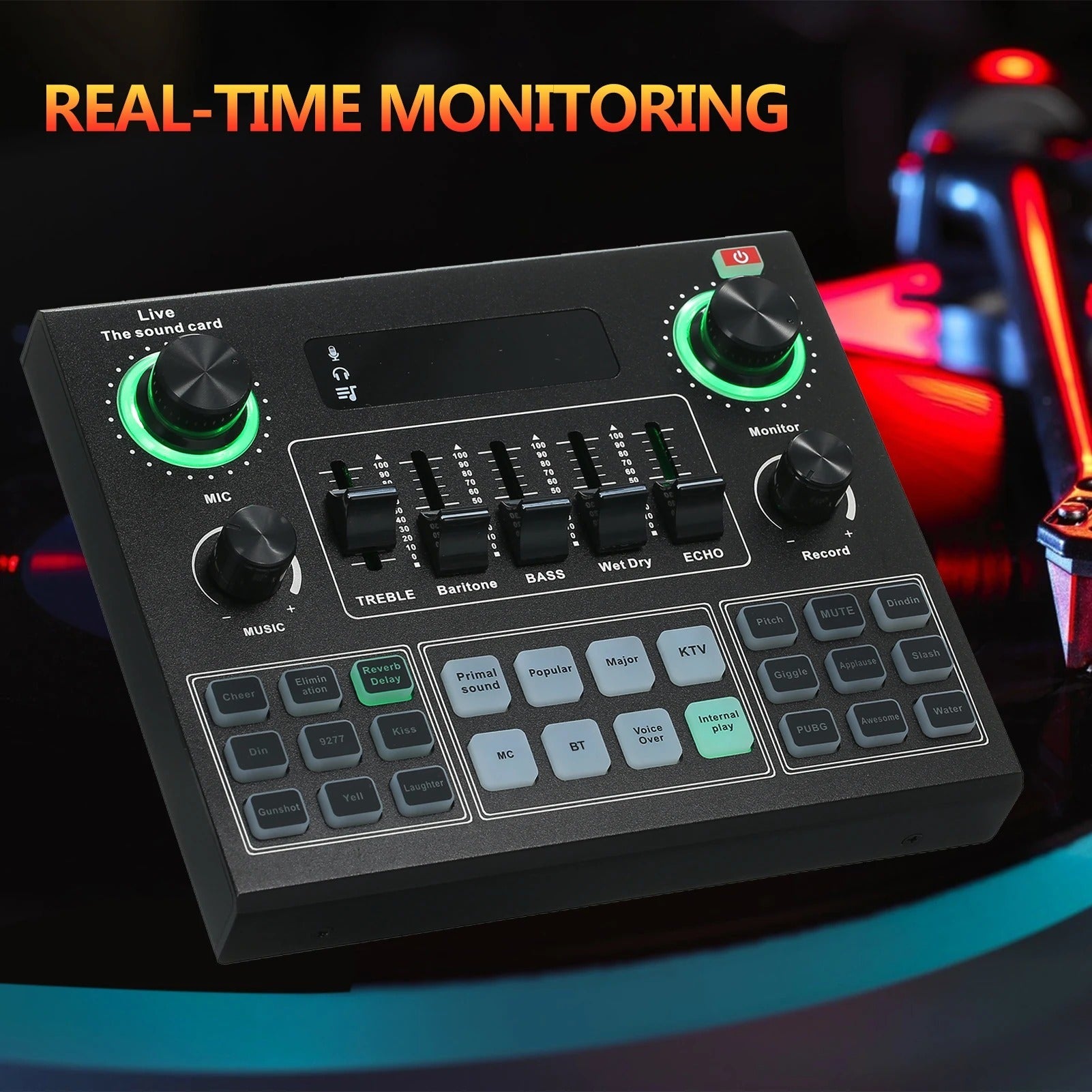 V9 Live Sound Card BT – Bluetooth Audio Mixer with Sound Effects for Mobile Broadcasts & Singing