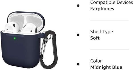 Soft Silicone Protective Case Cover for AirPods 2 & 1 | Durable & Stylish | Midnight Blue