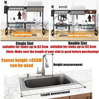 Over Sink Kitchen Shelf Organizer | 65/85cm Stainless Steel Dish Drying Rack & Storage Holder | Space-Saving Kitchen Essentials