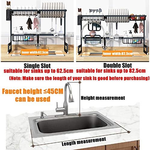 Over Sink Kitchen Shelf Organizer | 65/85cm Stainless Steel Dish Drying Rack & Storage Holder | Space-Saving Kitchen Essentials