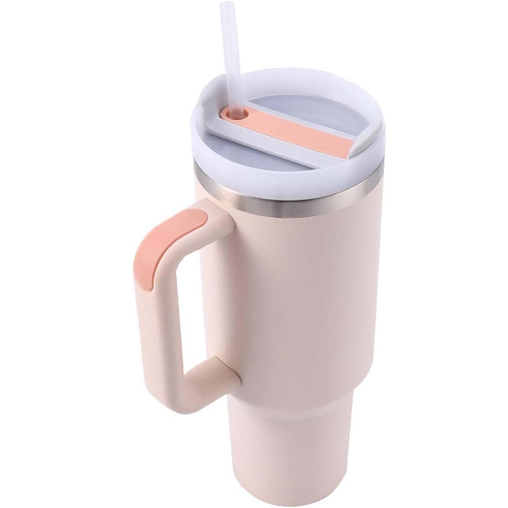 Stainless Steel Vacuum Mug with Screw Lid & Straw – Sweat-Proof, Leak-Proof Travel Flask