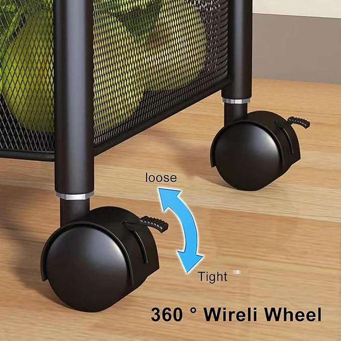 5-Tier Rotatable Storage Rack | Kitchen Fruit & Vegetable Basket with 360° Wheels