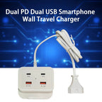 Intelligent USB Power Strip Plug with Dual PD & USB Ports | 5.1A Multi-Port Fast Charging Power Supply | US/EU Plug, 4 USB Output Ports for Safe Charging