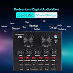 V8 Sound Card for Live Streaming | Bluetooth Voice Changer with Effects & 1200mAh Battery