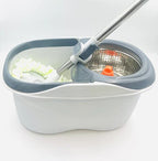 Clean Smart Spin Mop | Twin Split Bucket | 360° Wet & Dry Mop with Disinfectant Bottle & 2 Pads | Space-Saving Hygienic Cleaning Tool
