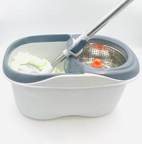 Clean Smart Spin Mop | Twin Split Bucket | 360° Wet & Dry Mop with Disinfectant Bottle & 2 Pads | Space-Saving Hygienic Cleaning Tool