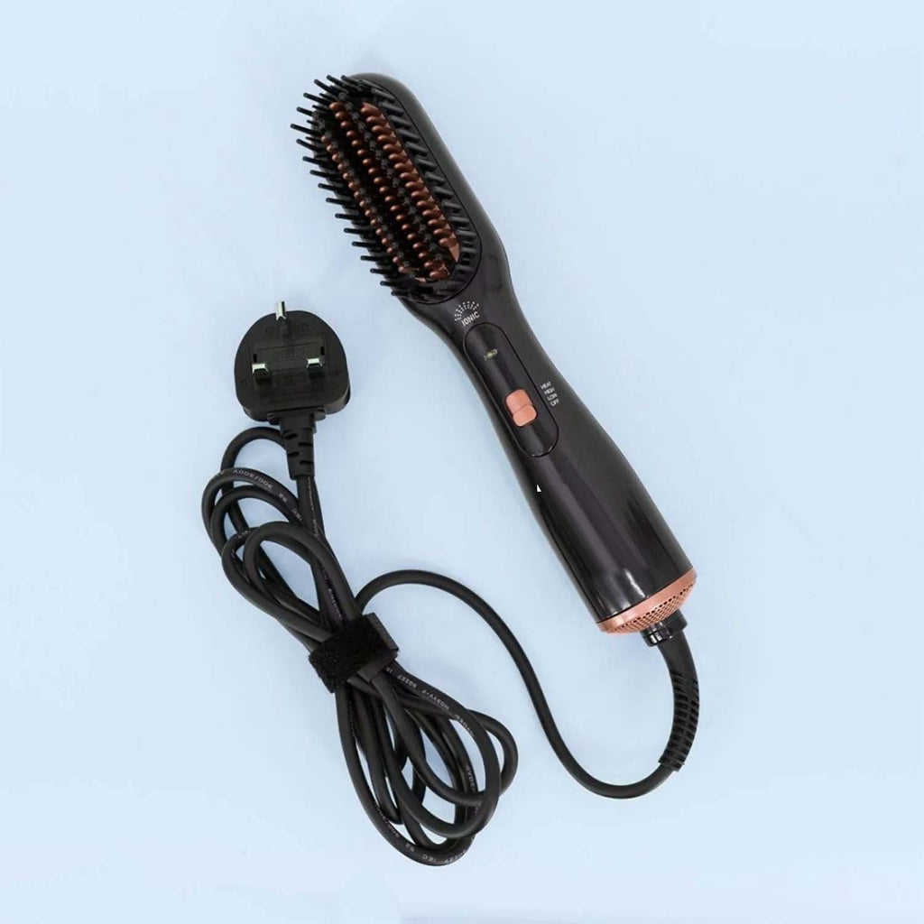 Professional 3-in-1 Hair Styling Brush | Hair Dryer, Straightener & Volumizer with Ionic Technology | Multiple Heat Settings for All Hair Types