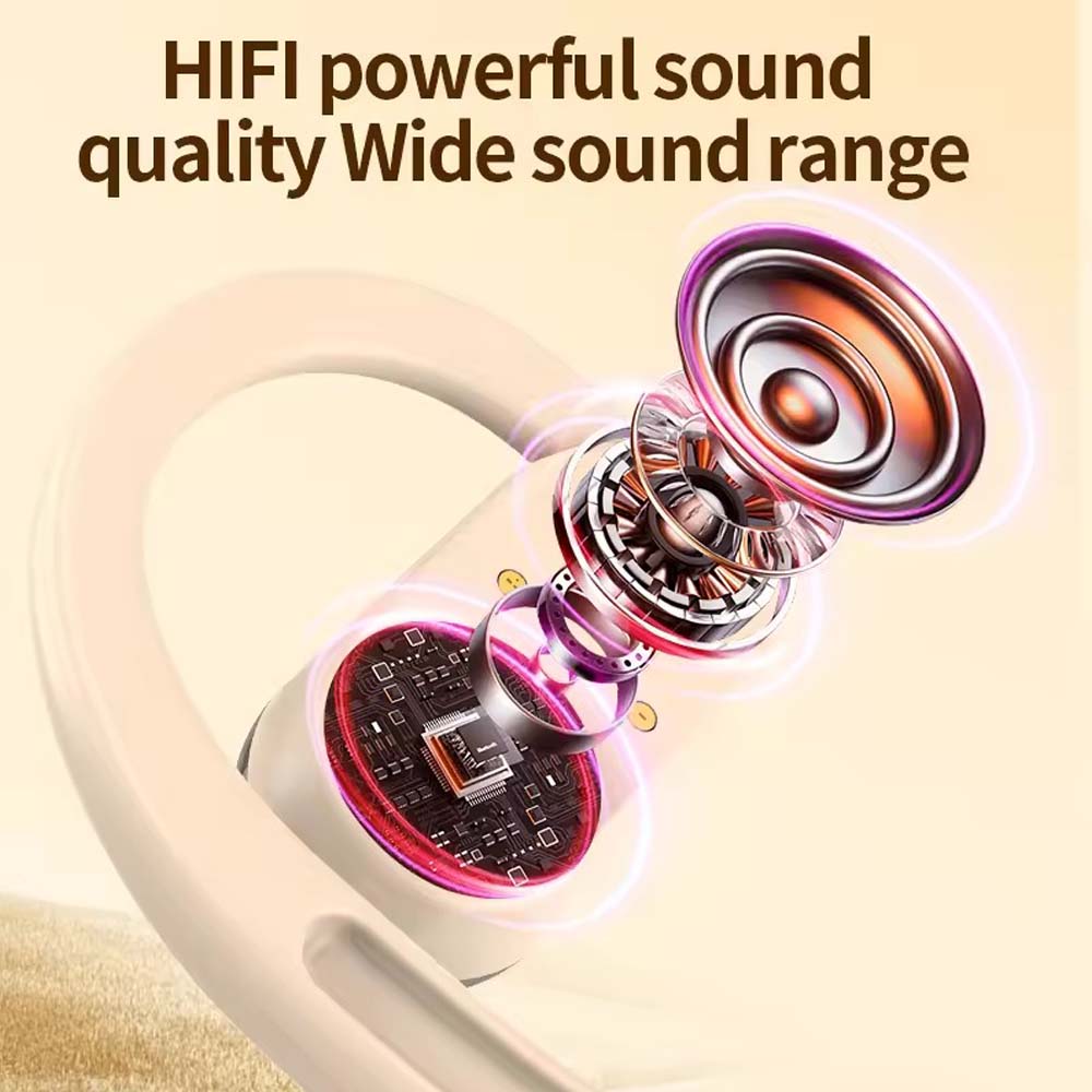 U-17H Wireless Sports Earbuds | Bluetooth 5.0 Headphones with Touch Control, IPX5 Waterproof & Secure Fit | Off-White Earphones for All Smartphones