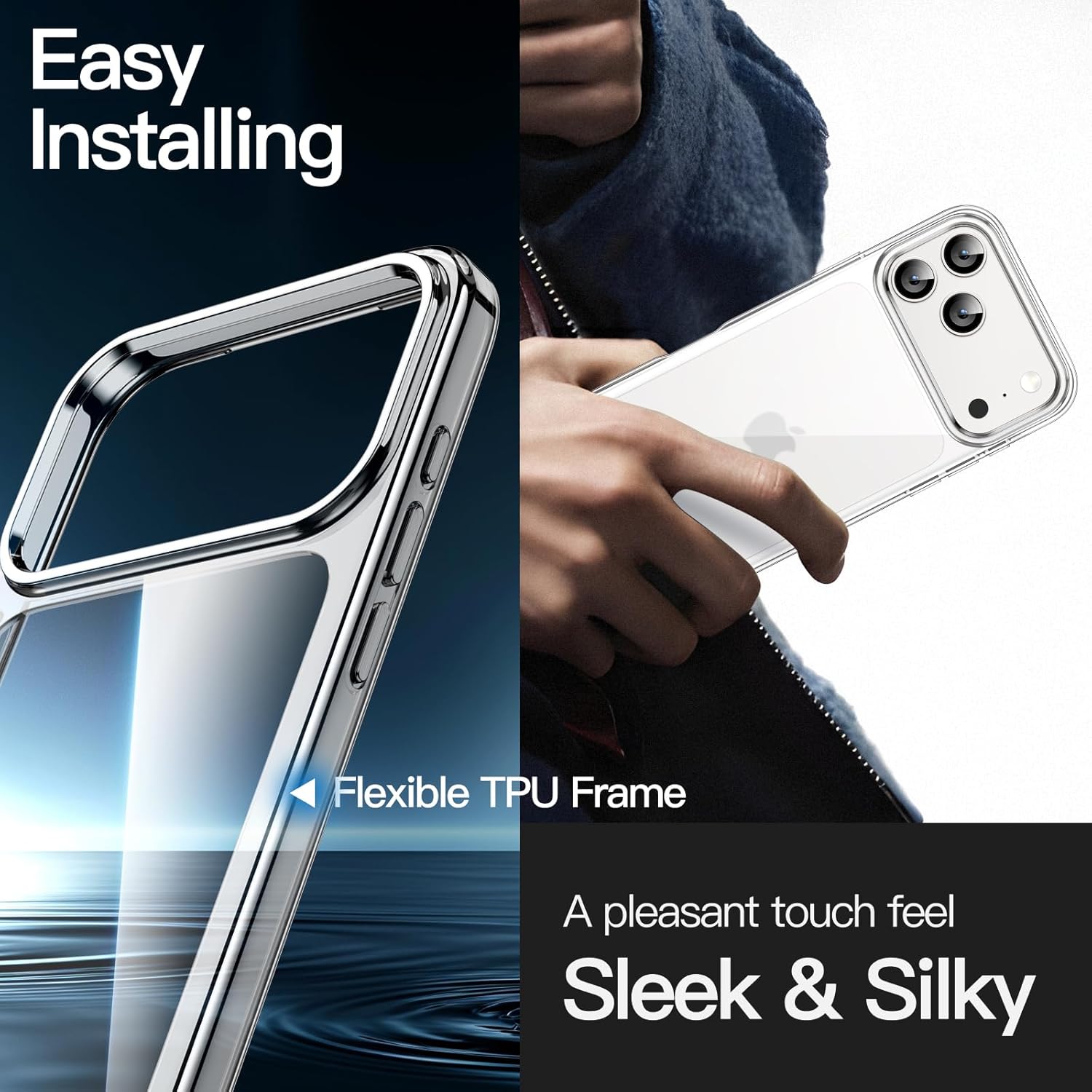 Crystal Clear Case for iPhone 17 Pro Max 6.3" (2025) | Anti-Yellowing Hard Back, Slim Shockproof Bumper, Wireless Charging Compatible Protective Phone Cover