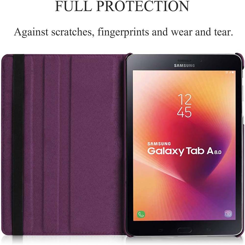 360° Rotating PU Leather Case for Galaxy Tab A 8.0" 2017 – Auto Wake/Sleep Cover for SM-T380/T385 (Multi-View Stand Function)