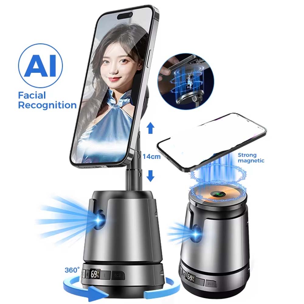 Q05 Smart Magnetic Charging Gimbal | 360° Rotation Smartphone Stabilizer with AI Face Tracking, Magnetic Mount & Wireless Charging for Smooth Video & Vlogging