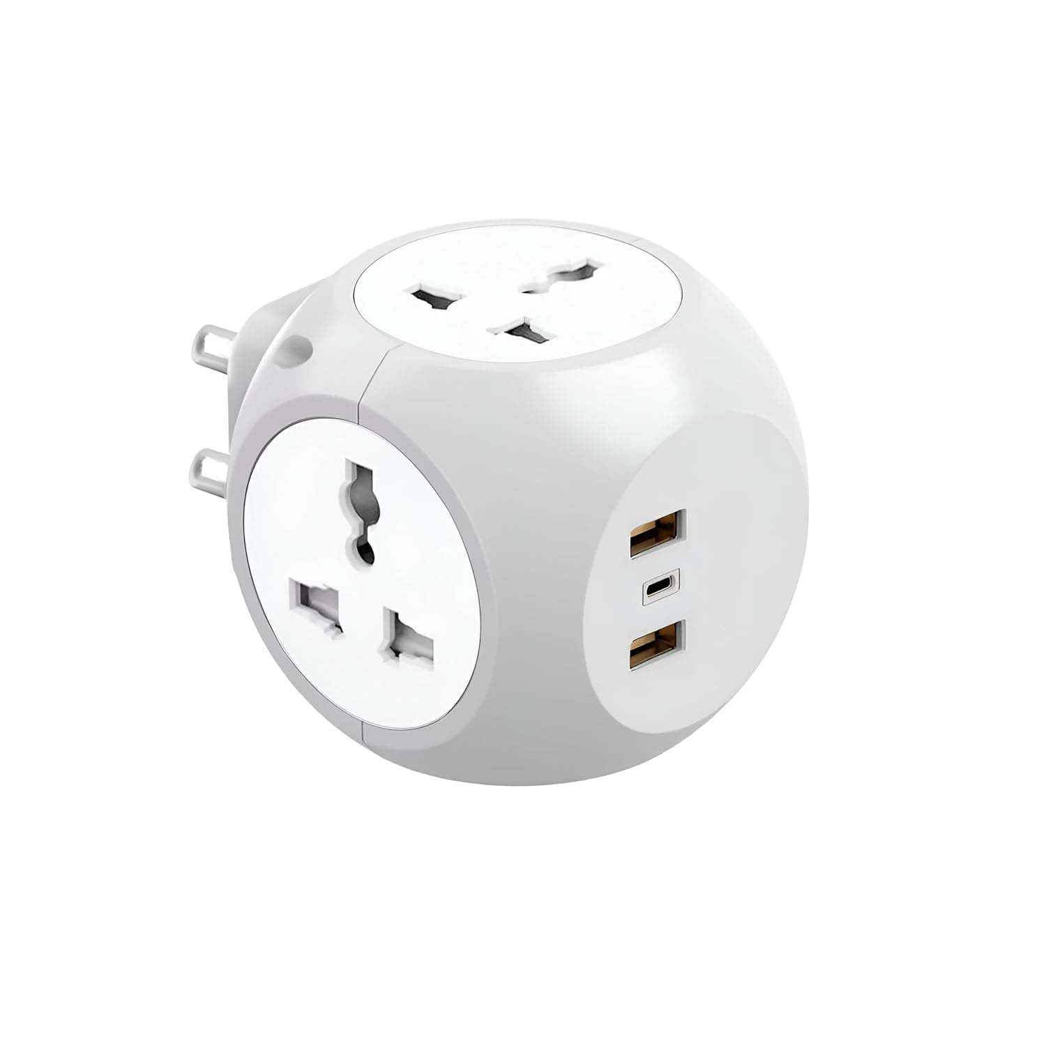 7-in-1 Multi Plug Extension Adapter with 4-Way Wall Outlet, Fast Charging USB Ports, Compact Cordless Power Extender for Home, Office, Travel Use