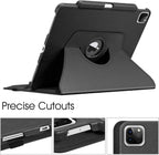360° Rotating Case for iPad Pro 12.9" (2018–2022) – Auto Sleep/Wake Leather Cover with Pencil Holder & Multi-Angle Stand (Multi Colour)