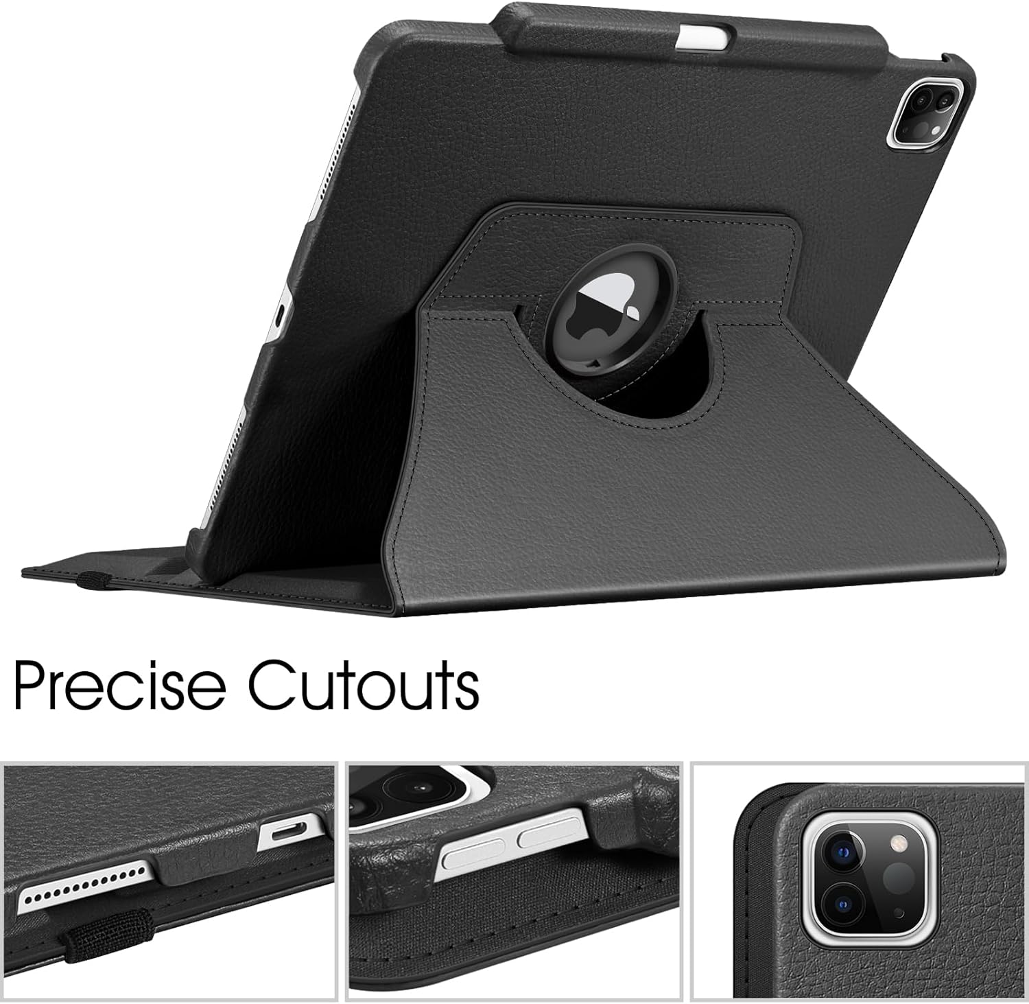360° Rotating Case for iPad Pro 12.9" (2018–2022) – Auto Sleep/Wake Leather Cover with Pencil Holder & Multi-Angle Stand (Multi Colour)