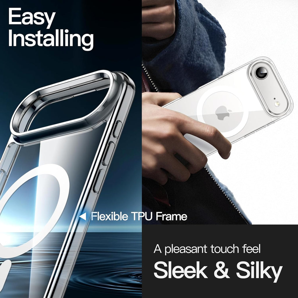 Magnetic Clear Case for iPhone 17 Air 6.5" (2025) | MagSafe Compatible Shockproof Transparent Bumper Cover with Anti-Scratch Hard Back & Wireless Charging Protection