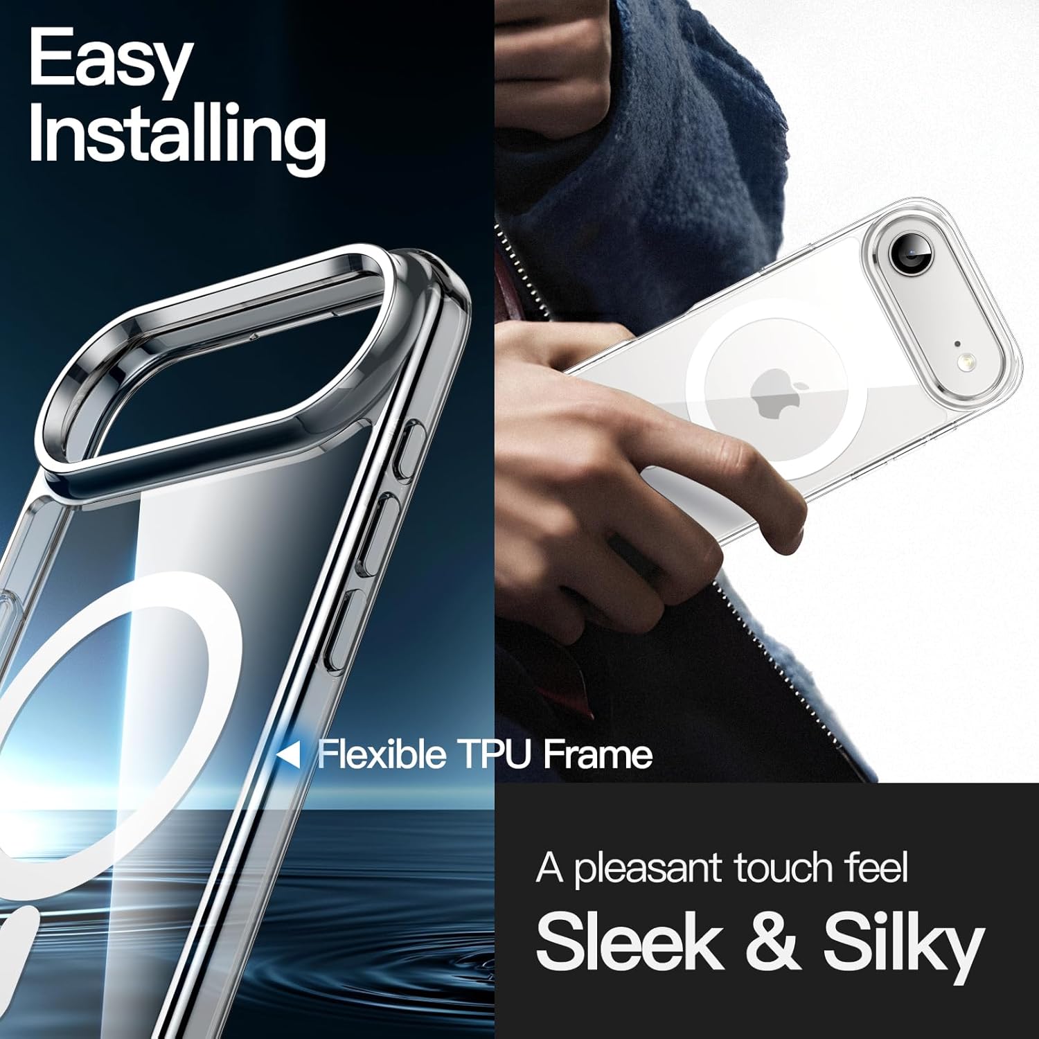 Magnetic Clear Case for iPhone 17 Air 6.5" (2025) | MagSafe Compatible Shockproof Transparent Bumper Cover with Anti-Scratch Hard Back & Wireless Charging Protection
