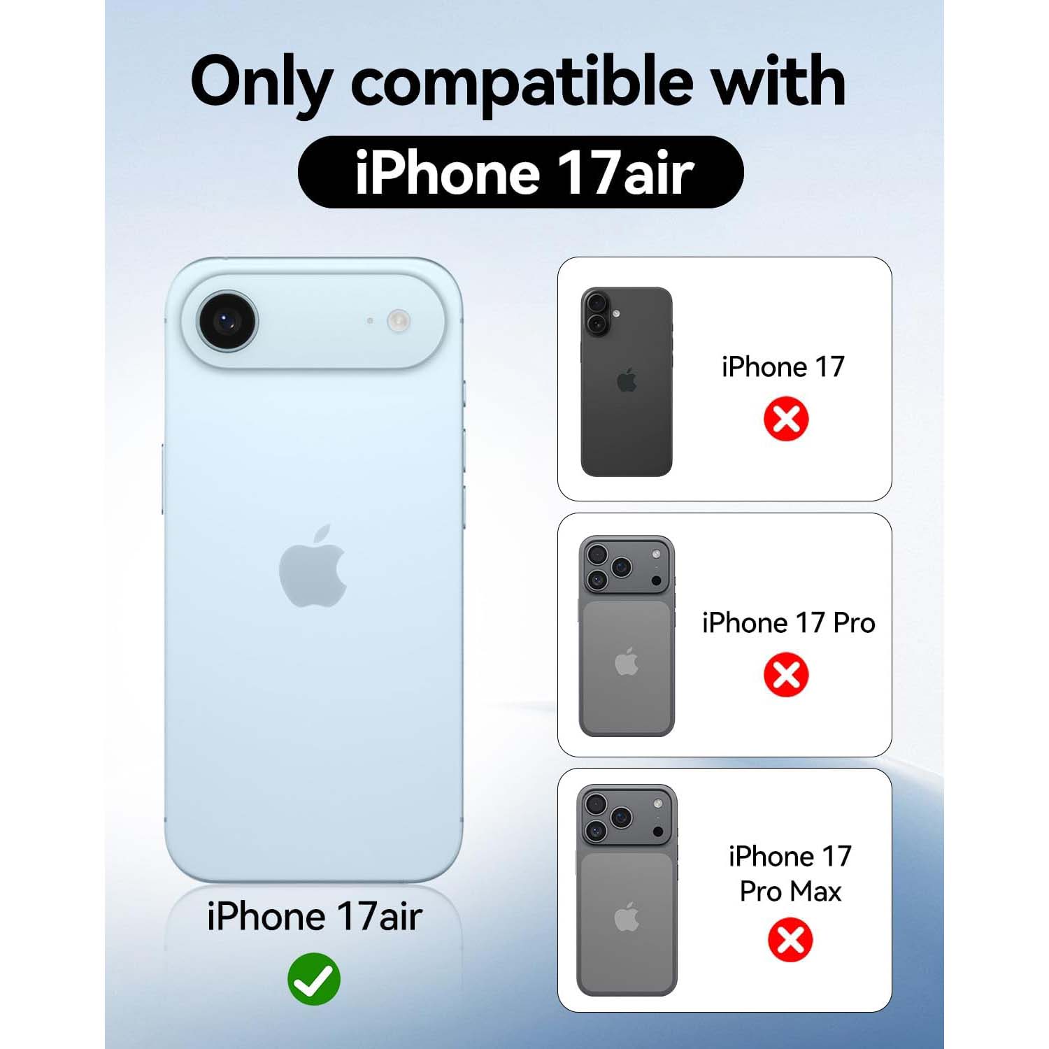Crystal Clear Case for iPhone 17 Air 6.5" (2025) | Anti-Yellowing Hard Back, Slim Shockproof Bumper, Wireless Charging Compatible Transparent Protective Phone Cover