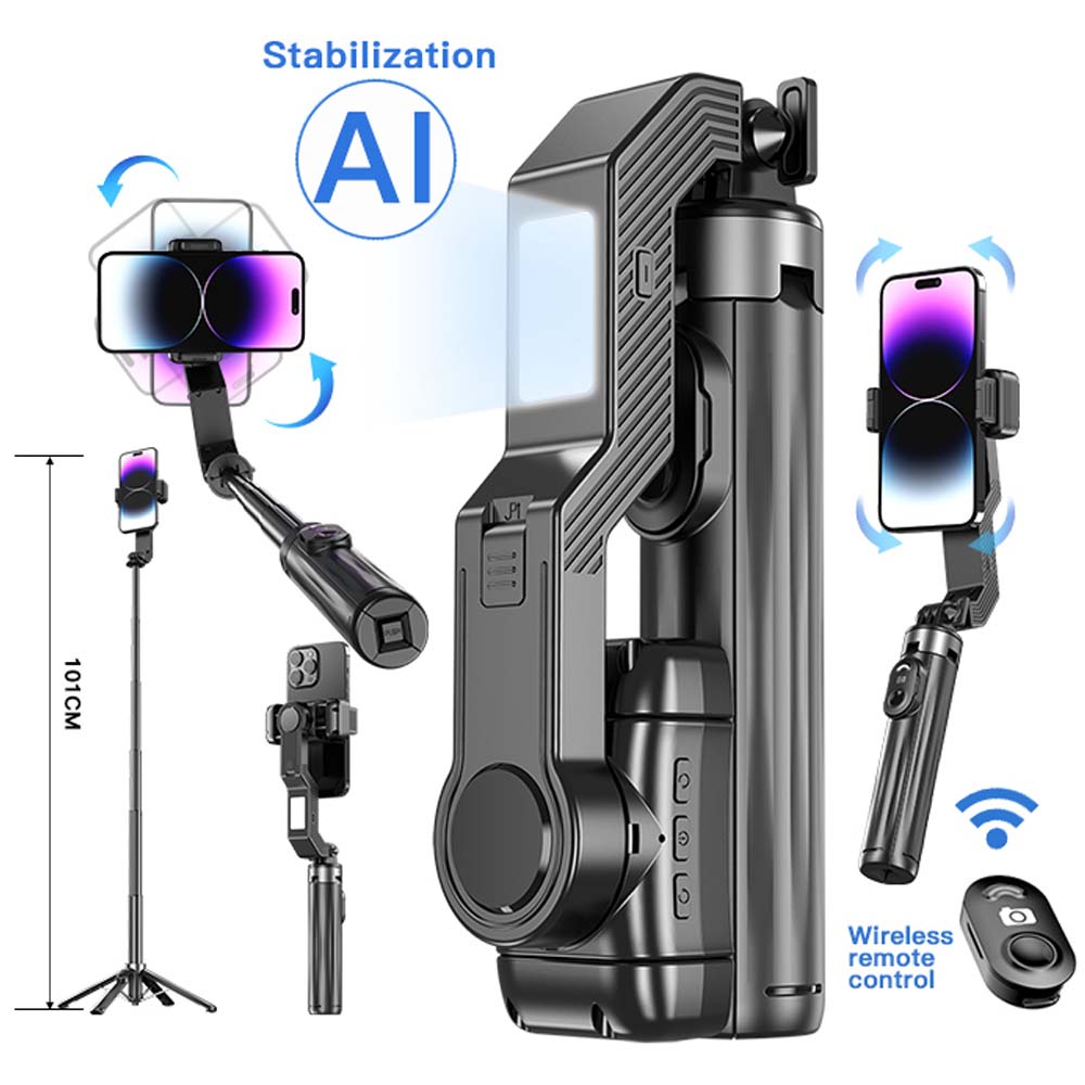 Q31 Handheld Gimbal Stabilizer | Smartphone Stabilizer with AI Face Tracking, Wireless Remote & Tripod Stand | Smooth Video for Vlogging, Live Streaming & Travel