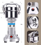 1000W Commercial Grain Mill Grinder – 200g Capacity, Superfine Flour & Spice Grinder, High-Speed Electric Mill for Efficient Home and Small Business Use
