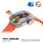 TC41 Curve Smartwatch with 2.01" AMOLED Display, GPT AI Assistant, Bluetooth Calling, Wireless Charging, IP68 Waterproof, Fitness Tracker – Stylish Orange Edition
