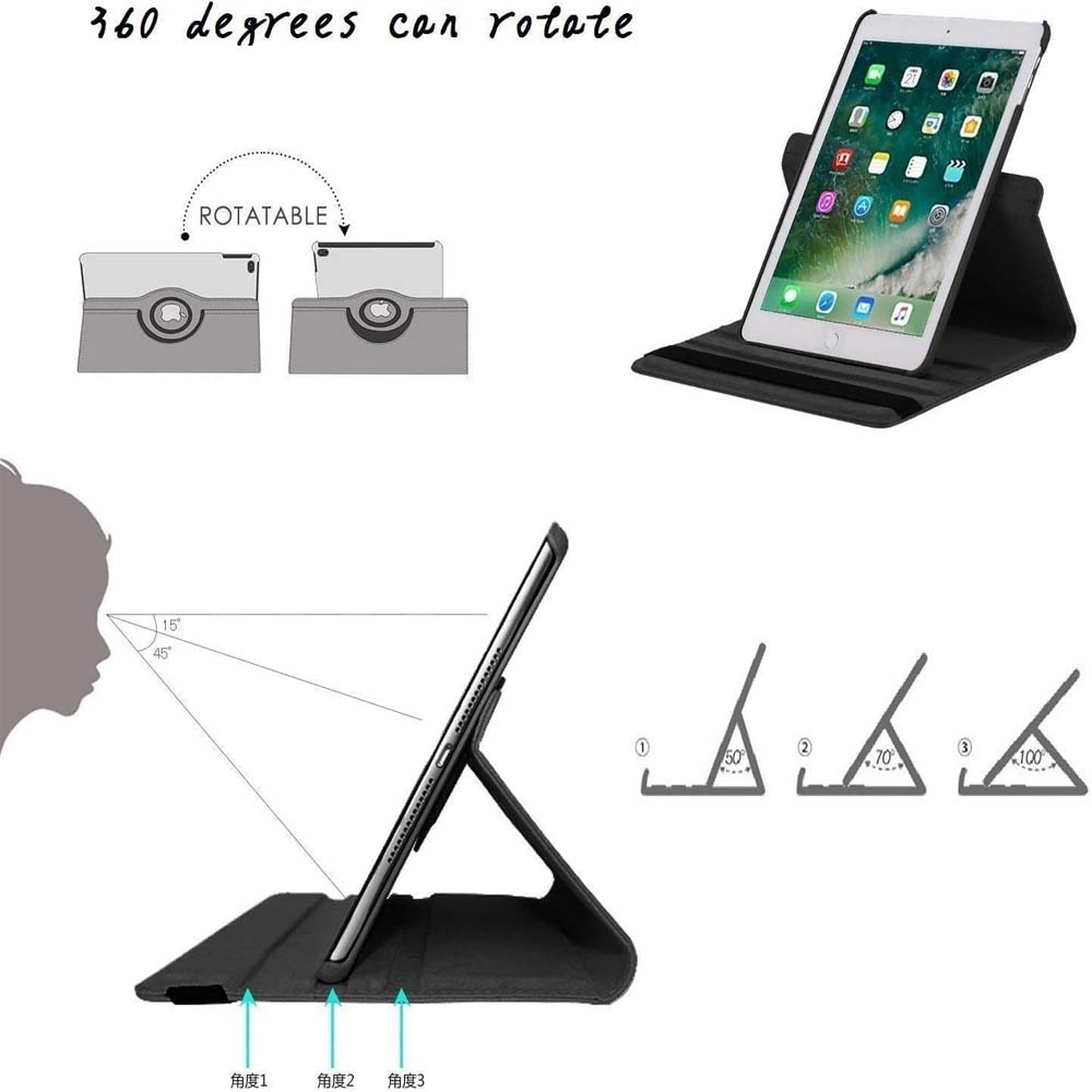 360° Rotating Case for iPad 10.2/10.5 – PU Leather Smart Cover with Auto Sleep/Wake, Multi-Angle Stand & Full Protection (Multi Colour)