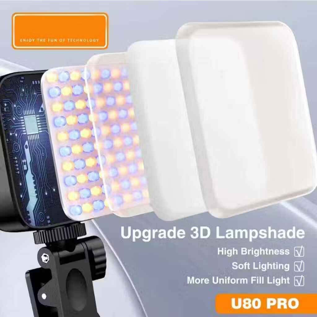 U80 Pro RGB LED Photography Light – 3000K-99000K Adjustable Color Temperature, Magnetic Mount, Rechargeable Fill Light for DSLR Cameras, Smartphones, Vlogging, Video Recording & Creative Lighting