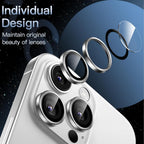 iPhone 16/17 Pro Max Camera Lens Protector 3-Pack | 9H Tempered Glass with Alloy Ring | Anti-Scratch HD Clear Cover – Silver Titanium Finish