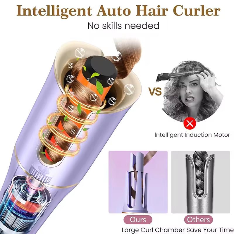 2-in-1 Electric Hair Styler – Rotating Curling Iron & Straightener Brush with Negative Ion Technology for Smooth, Shiny Hair (Multicolor Styling Tool)
