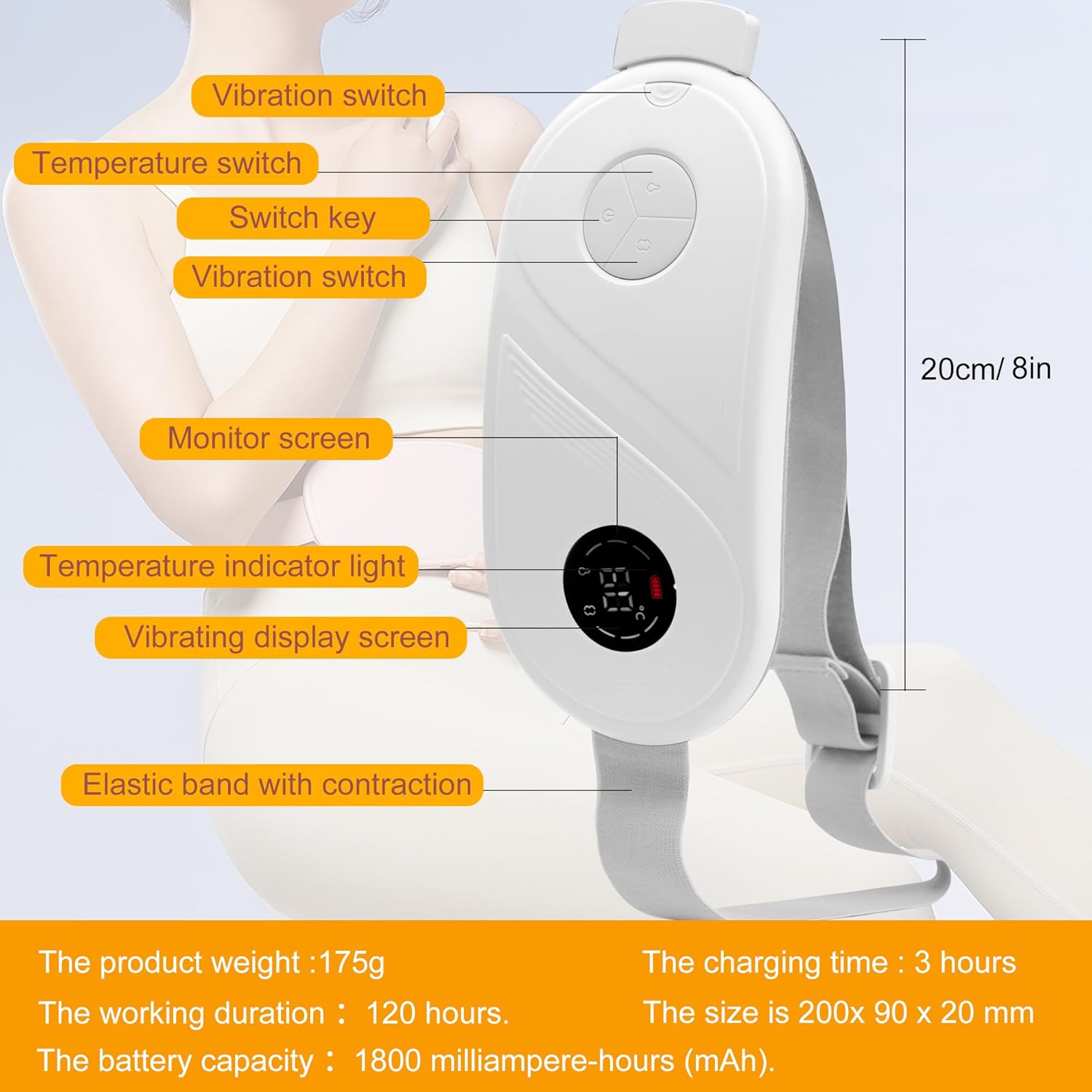 Electric Heating Pad for Cramps | Upgraded Portable Cordless Heating Pad with Adjustable Heat Settings & Soft White Design for Menstrual Relief, Back Pain & Muscle Comfort