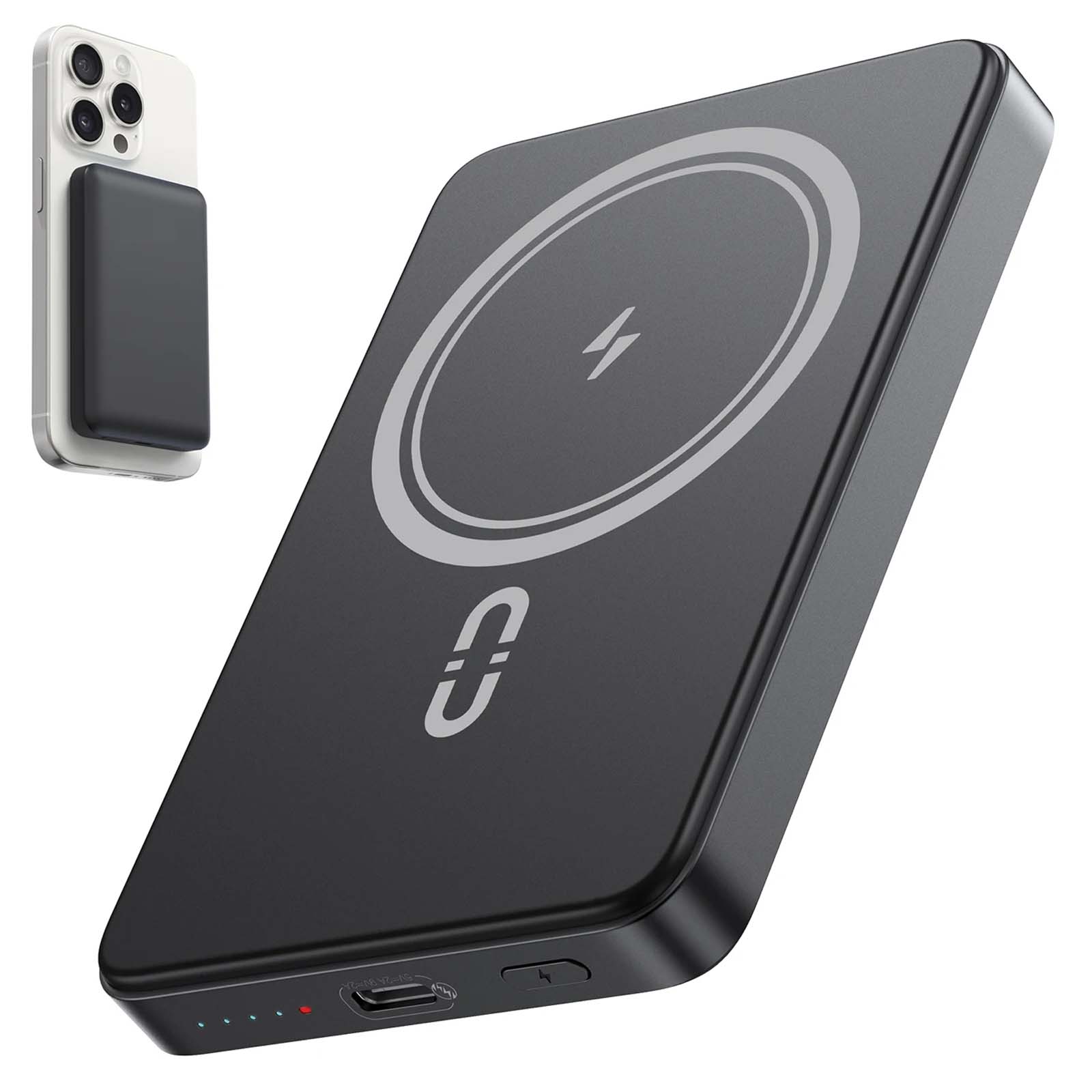 Magnetic Power Bank 5000mAh – 15W Ultra Slim Wireless Charger | MagSafe Compatible Fast Charging for iPhone, Android, and Other Qi-Enabled Devices