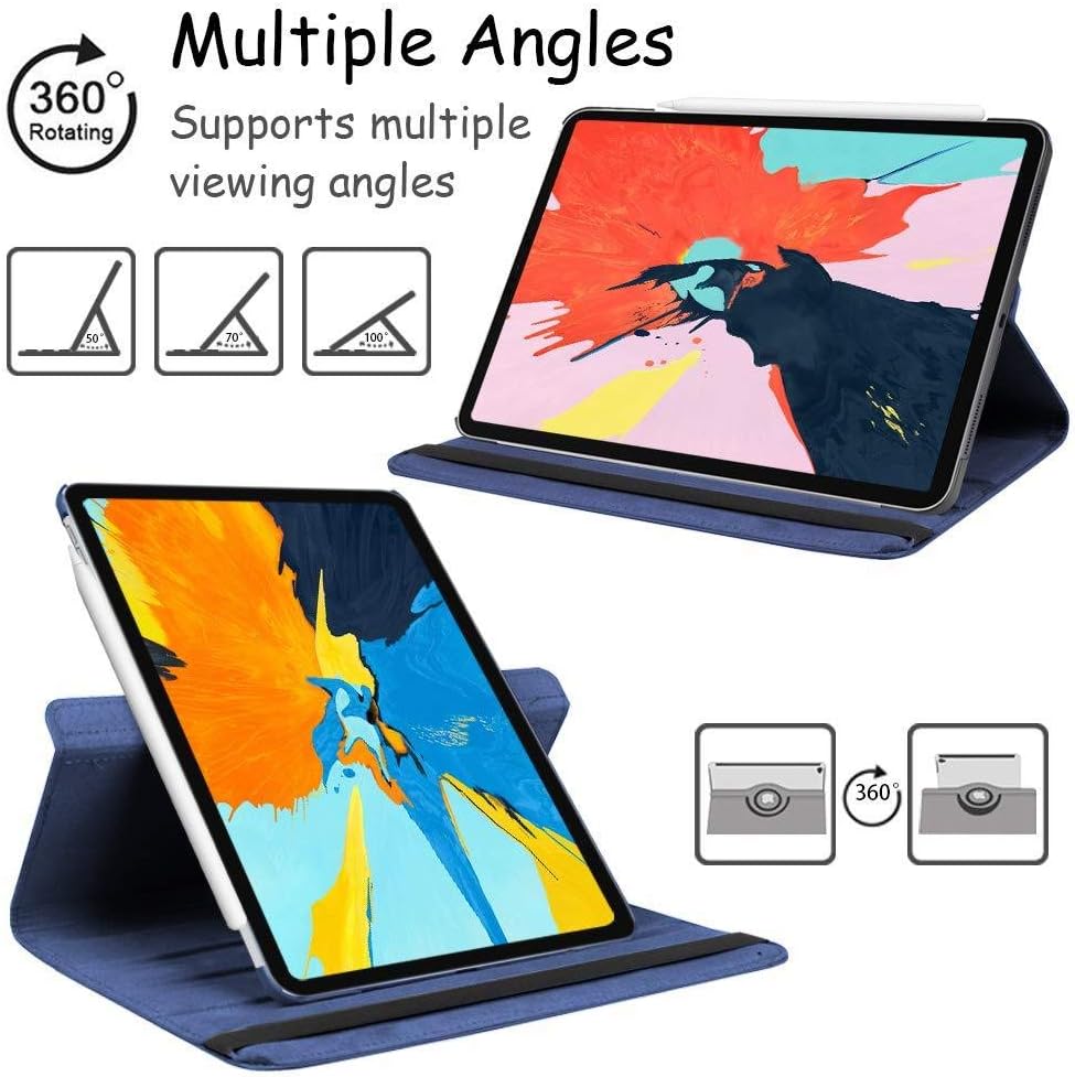 iPad Pro 12.9" Case (2015–2017) – 360° Rotating Wallet Folio with Auto Sleep/Wake, Card Slots & Shockproof Protection (Multi Colour)
