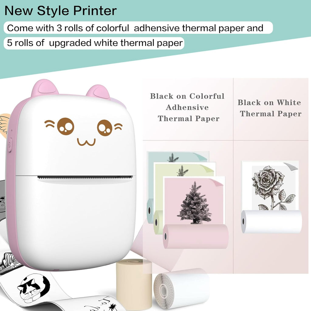 Portable Mini Sticker Printer | Inkless Bluetooth Thermal Printer for Photos, Notes & Diary | iOS/Android Compatible Pocket Printer for On-the-Go Creative Printing