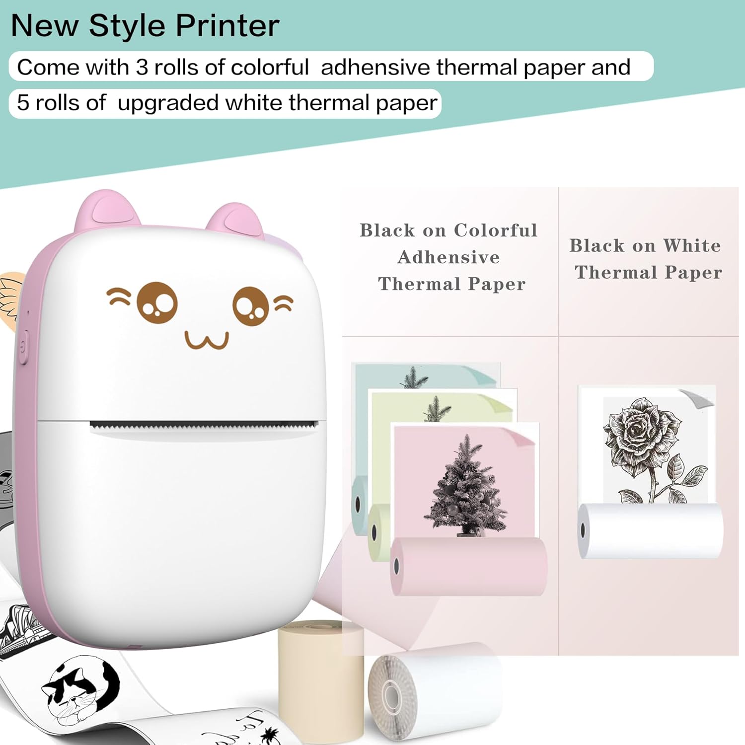 Portable Mini Sticker Printer | Inkless Bluetooth Thermal Printer for Photos, Notes & Diary | iOS/Android Compatible Pocket Printer for On-the-Go Creative Printing
