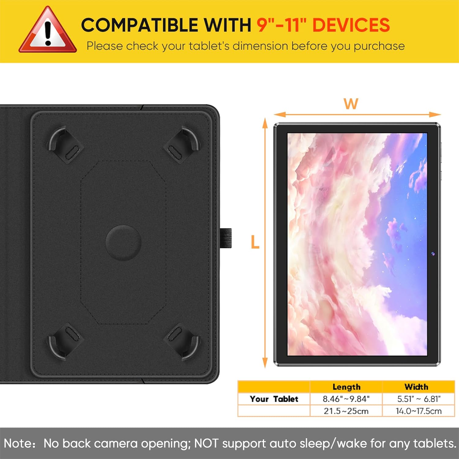 360° Rotating Tablet Case for 10/11-inch Devices – Premium PU Leather Cover with Auto Sleep/Wake, Multi-Angle Viewing, and Full Body Protection