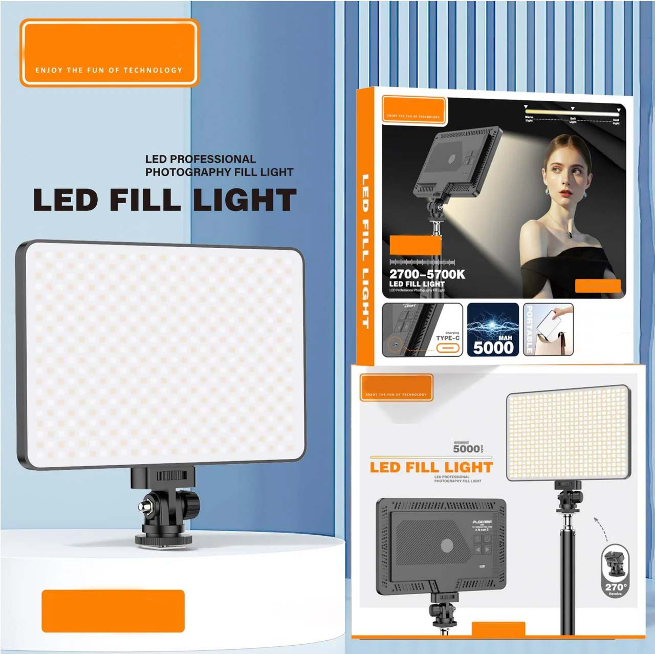 Live-E11 10W Bi-Color LED Video Light | USB-Powered Camera Panel Fill Light for Photography, TikTok, Vlogging, Streaming & Professional Video Recording