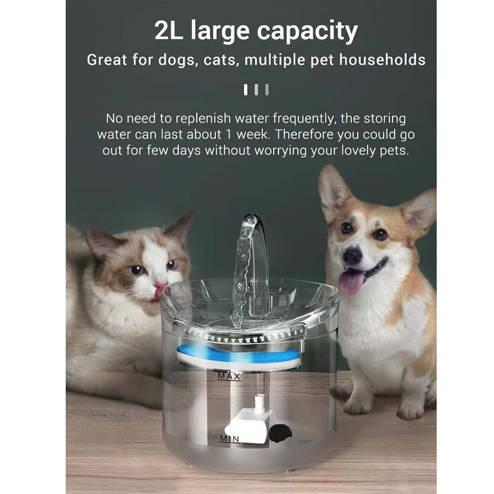 Pet Water Fountain – Automatic Water Dispenser for Cats & Dogs with Multi-Layer Filters, Ultra-Quiet Pump, Transparent Design for Easy Monitoring & Cleaning