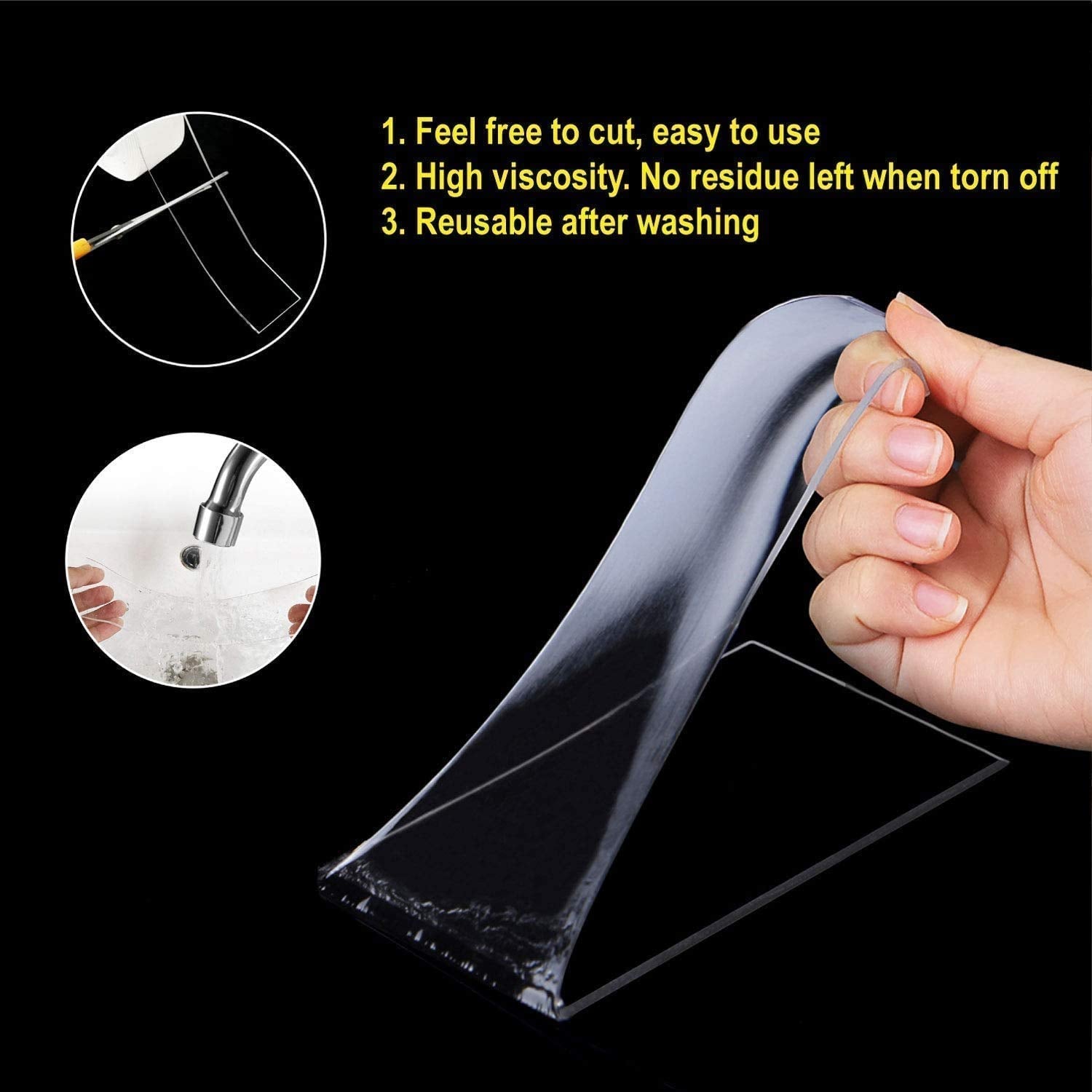 Strong Double-Sided Tape Heavy Duty | Versatile Indoor Adhesive for Mounting | No Drilling or Screws | Non-Toxic, Residue-Free, Super Sticky Grip