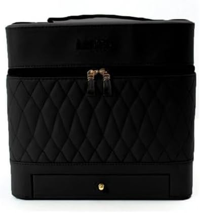 Leather Triple Makeup Case – Luxurious Multi-Layer Cosmetics Storage with Drawer, Portable Beauty Organizer for Travel and Home Use