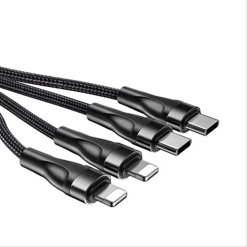 CA110 4-in-1 Type-C Data Cable | Multi-Device Charging with 2 Type-C & 2 Lightning Connectors | Durable & Fast Charging | Versatile Cable for Smartphones, Tablets & More