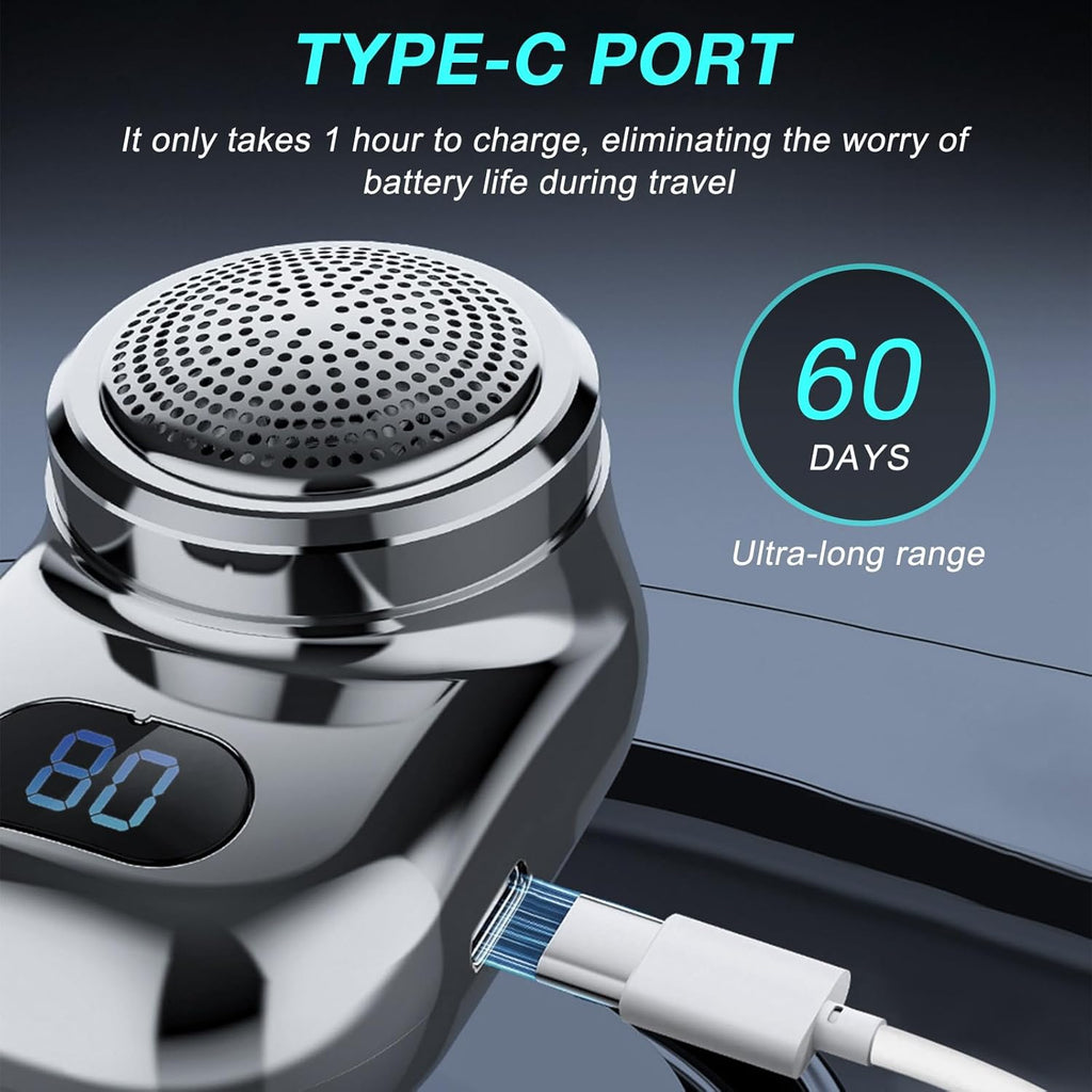 Fast Charging Digital Display Mini Shaver with Mirror | Portable USB-C Rechargeable Electric Shaver | Sleek Design & Superior Functionality