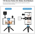 4-in-1 Vlogging LED Selfie Kit – LED Light, Microphone, Tripod & Cold Shoe for Smartphones